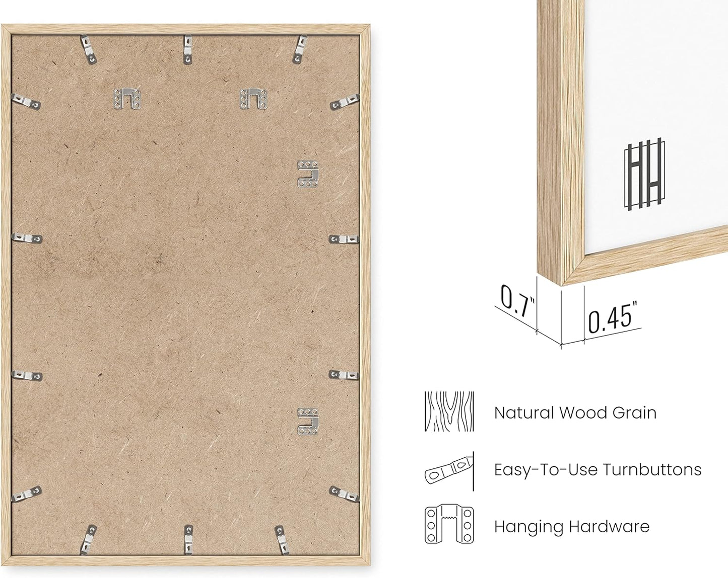 HAUS AND HUES 24''x36'' Beige Oak Wood Frames Set of 1 - 24x36 Natural for Posters, Frame Wood