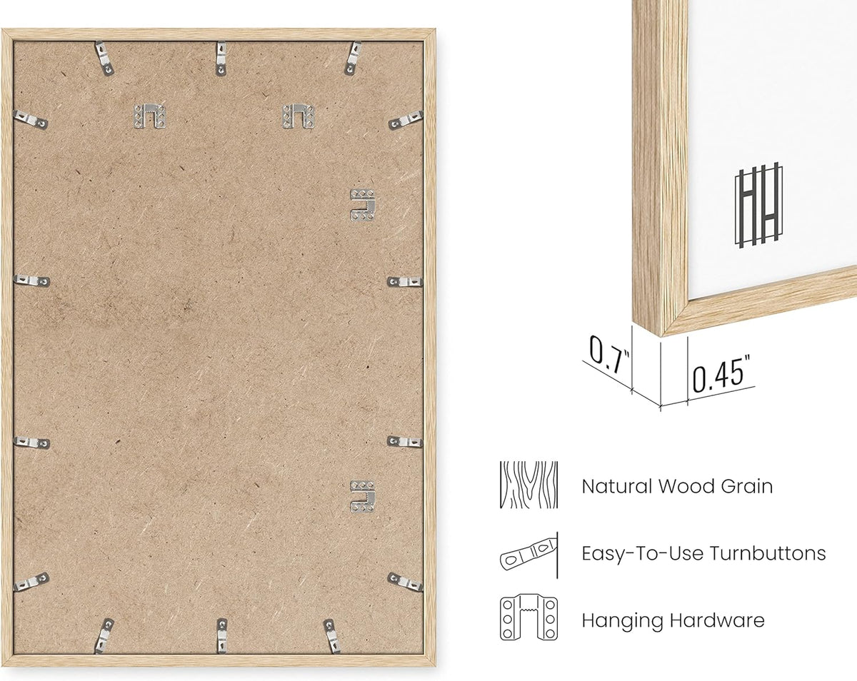 HAUS AND HUES 24"x36" Beige Oak Wood Frames Set of 3-24x36 Natural Wood Frames for Posters, 24x36