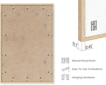 HAUS AND HUES 24"x36" Beige Oak Wood Frames Set of 3-24x36 Natural Wood Frames for Posters, 24x36