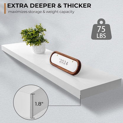 Floating Shelves - 10.3 Inch Deep Wall Shelf for Decor & Storage - Wall Mounted Display Shelving