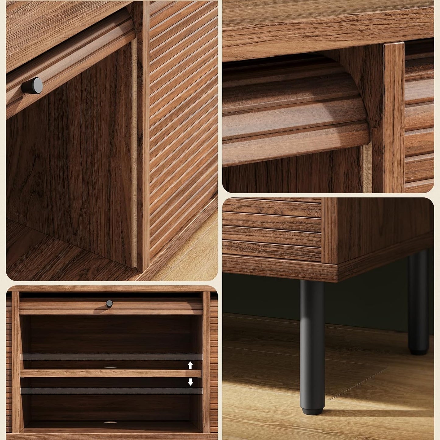 59 Inch TV Stand with Power Outlet for TVs up to 65 Inch, Entertainment Center with Storage