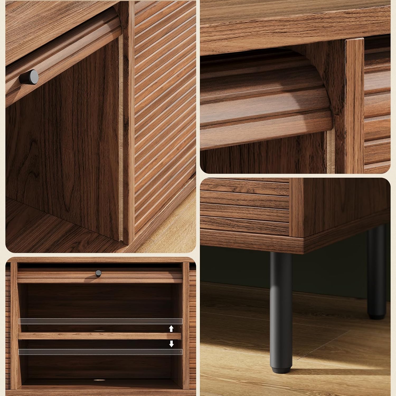 59 Inch TV Stand with Power Outlet for TVs up to 65 Inch, Entertainment Center with Storage