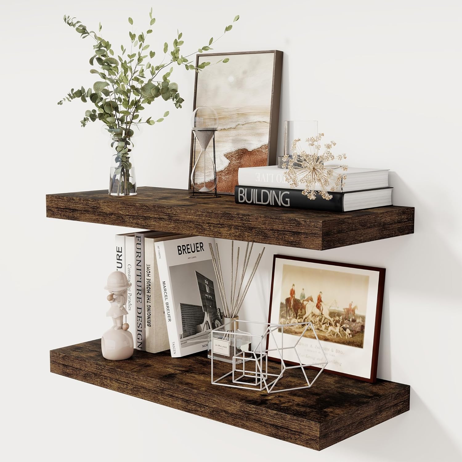 30 Inch Floating Shelves, 12 Inch Deep Floating Shelf for Wall, Rustic Deep Shelves for Books