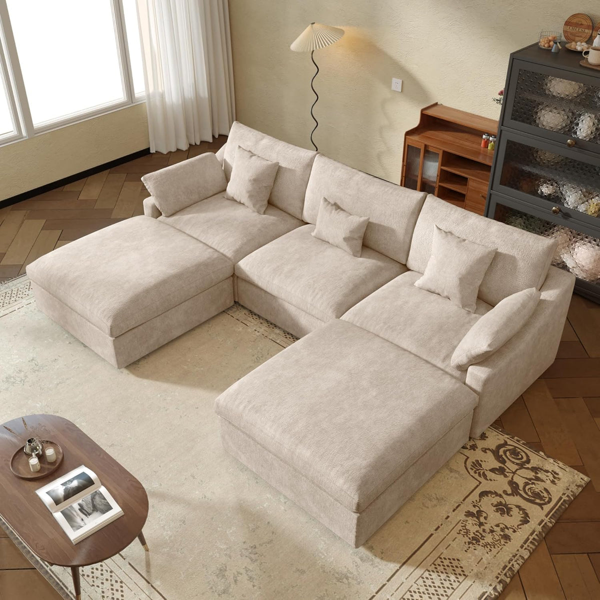 JACH U Shaped Sectional Couches, Cloud Sectional Couch with Deep Seat, 119" Down Filled Modular