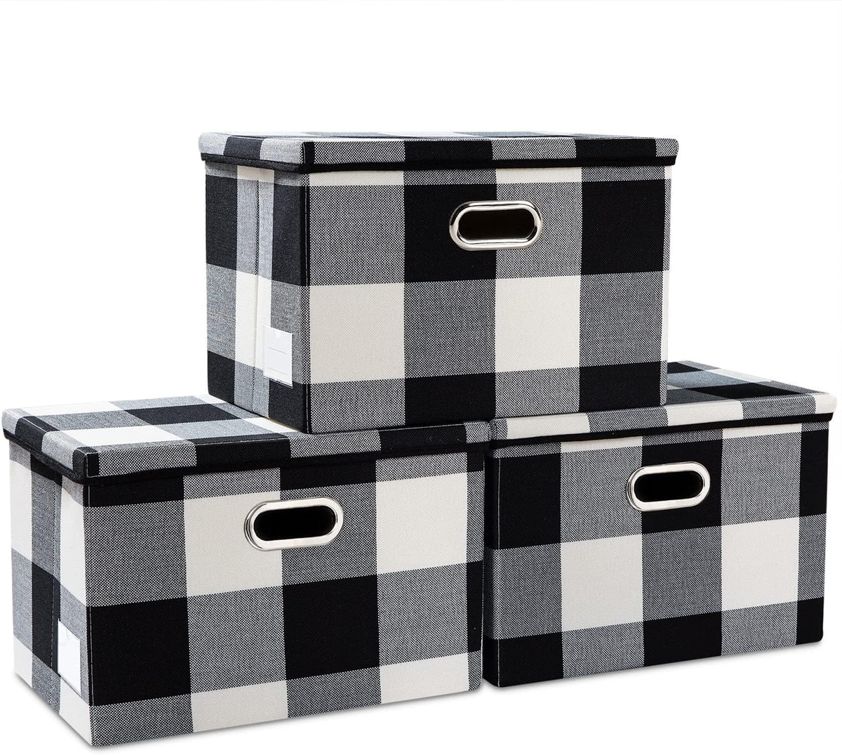 PRANDOM Large Collapsible Storage Bins with Lids [3-Pack] Fabric Foldable Storage Boxes Organizer