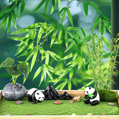 Zen Garden Kit for Desk 11''x7.5'' Room Decor with Green Sand, Panda Decorative Ornaments
