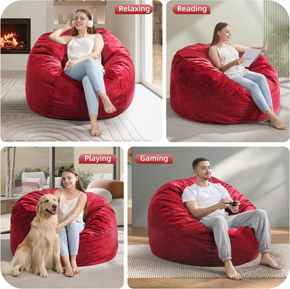 Hobestluk 4FT Bean Bag Chair Giant Bean Bag Chairs for Adults Large Bean Chairs with Removable
