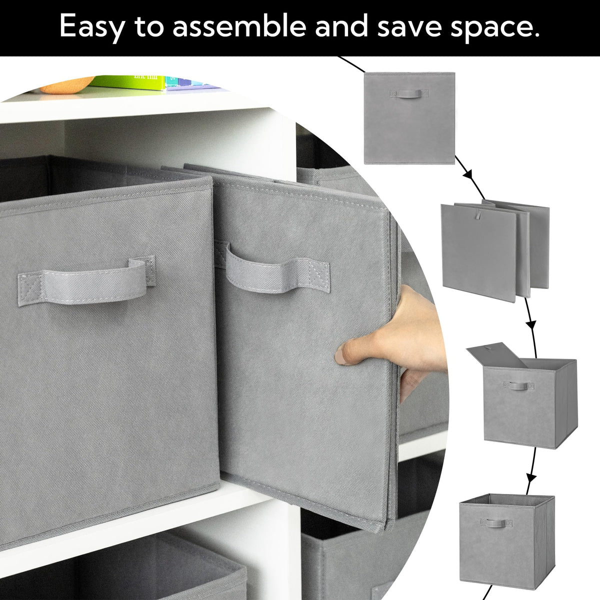 Cupic Cupid 6-Pack 11x11 Fabric Storage Cubes, Cube Storage Bins, Gray