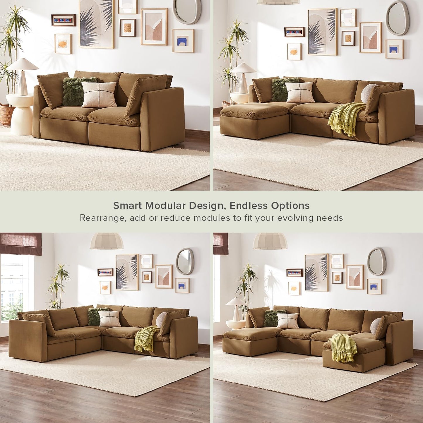 mopio Oversized Modular Sectional Sofa with Fully Removable Covers and Storage, Convertible U
