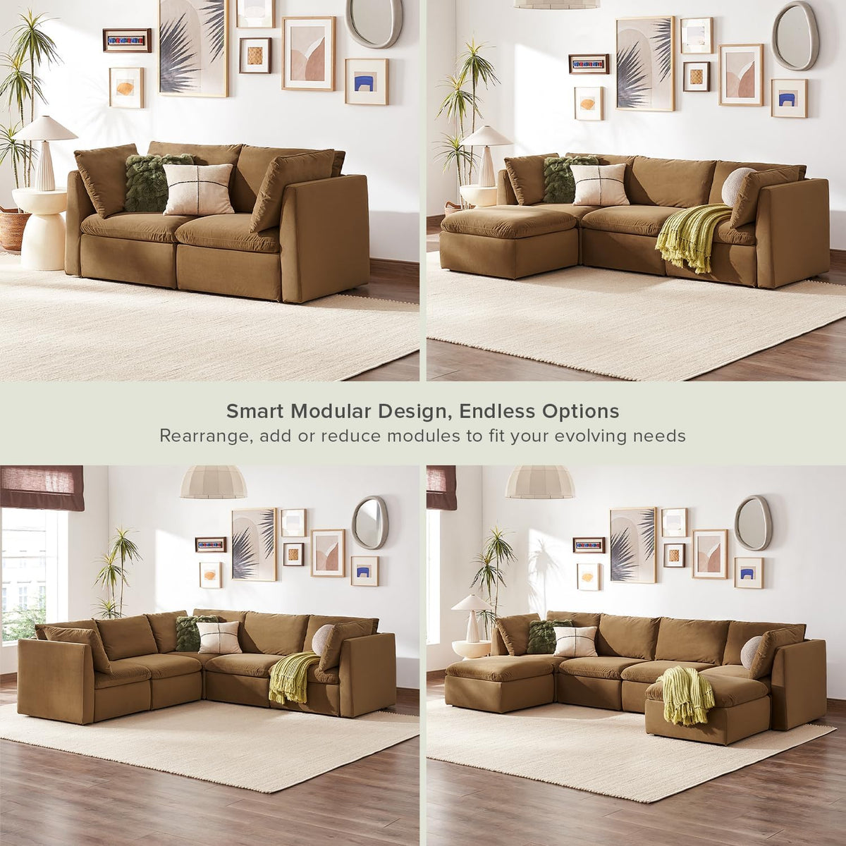 mopio Oversized Modular Sectional Sofa with Fully Removable Covers and Storage, Convertible U