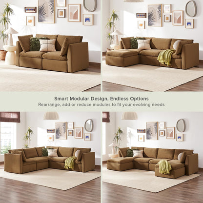 mopio Oversized Modular Sectional Sofa with Fully Removable Covers and Storage, Convertible U