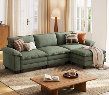 LINSY HOME Modular Sectional Sofa - 123'' Oversized Corduroy Cloud Couch L Shaped Couch with