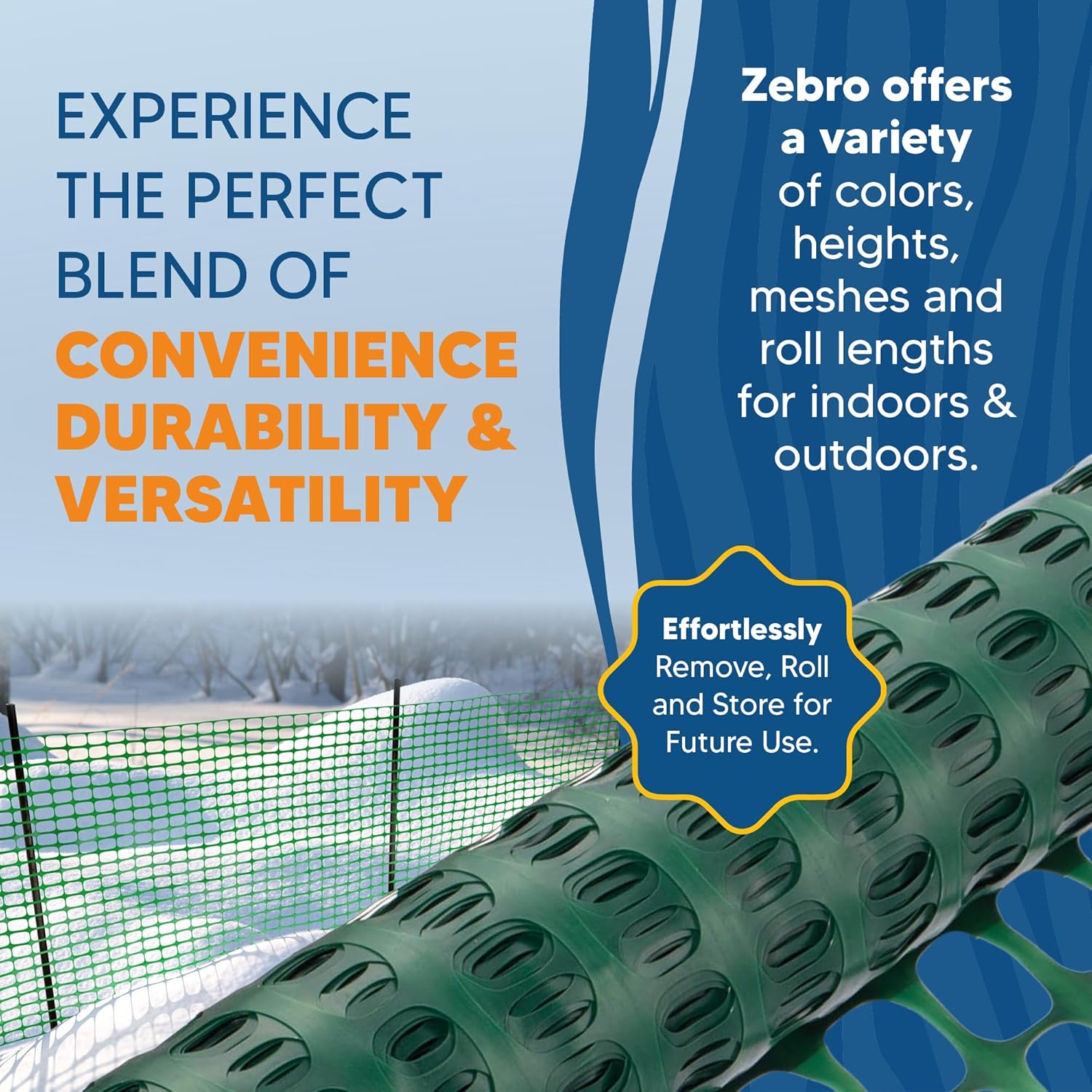 ZEBRO 4' x 100' Green Plastic Garden Fence Roll – Light Duty Mesh Fencing for Temporary Fence