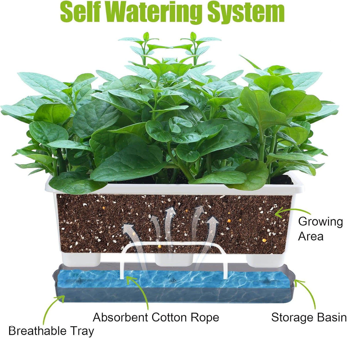 Window Box Planter 8 Pcs, 17 Inches Rectangle Flower Pots with Drainage Holes and Trays, Vegetable