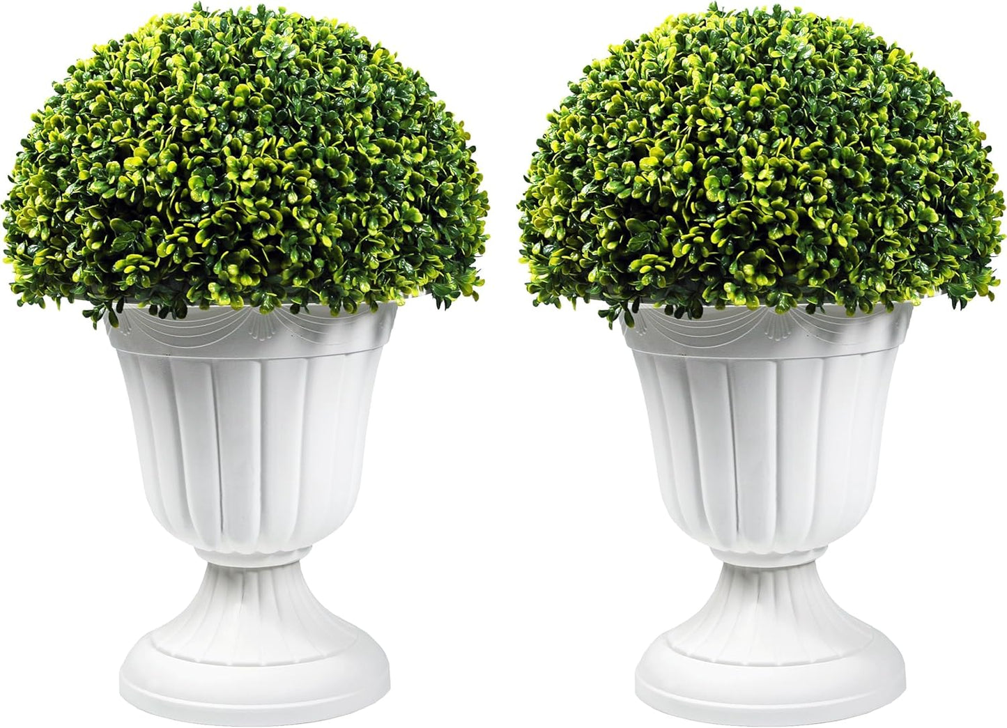 Sunnyglade 2 PCS 23”Artificial Plastic Boxwood Ball Tree，Faux Potted Decorative Topiary Plant，UV