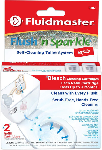 Fluidmaster 8302P8 Flush 'n Sparkle Automatic Toilet Bowl Cleaning System Bleach Replacement