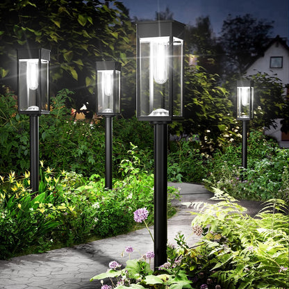 Solar Pathway Lights Outdoor,4 Pack Bright Solar Lights Outdoor,IP65 Waterproof Garden Decor Solar