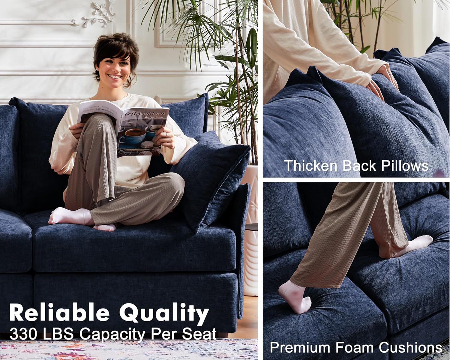 136.4" Oversized Modular Sectional Sleeper Sofa Bed, U Shaped Convertible Couch with Movable