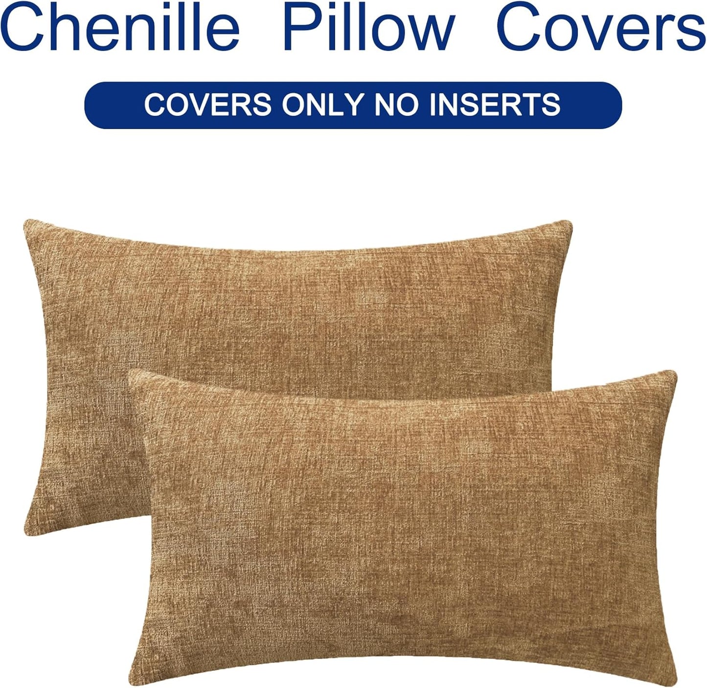 CaliTime Throw Pillow Covers Decorative 16 X 26 Inches Pack of 2 Cozy Chenille Cushion Cases for