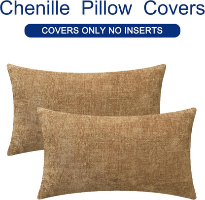 CaliTime Throw Pillow Covers Decorative 16 X 26 Inches Pack of 2 Cozy Chenille Cushion Cases for