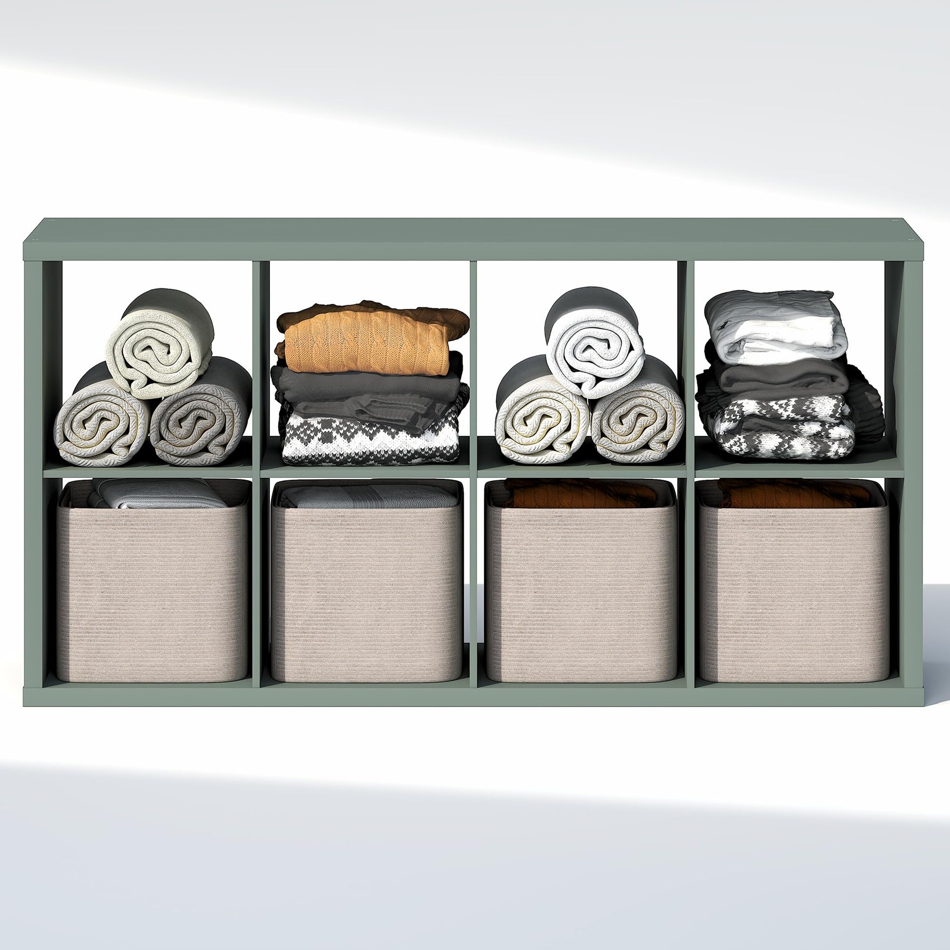 Furinno Cubic Extra Thick 8-Cube Closet Organizers and Storage, Sage Green