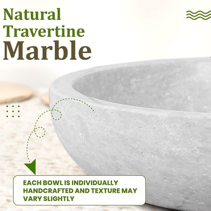 Travertine Decorative Bowl - 7.8” Diameter & 2” Height - Key Bowl for Entryway Table - Organic