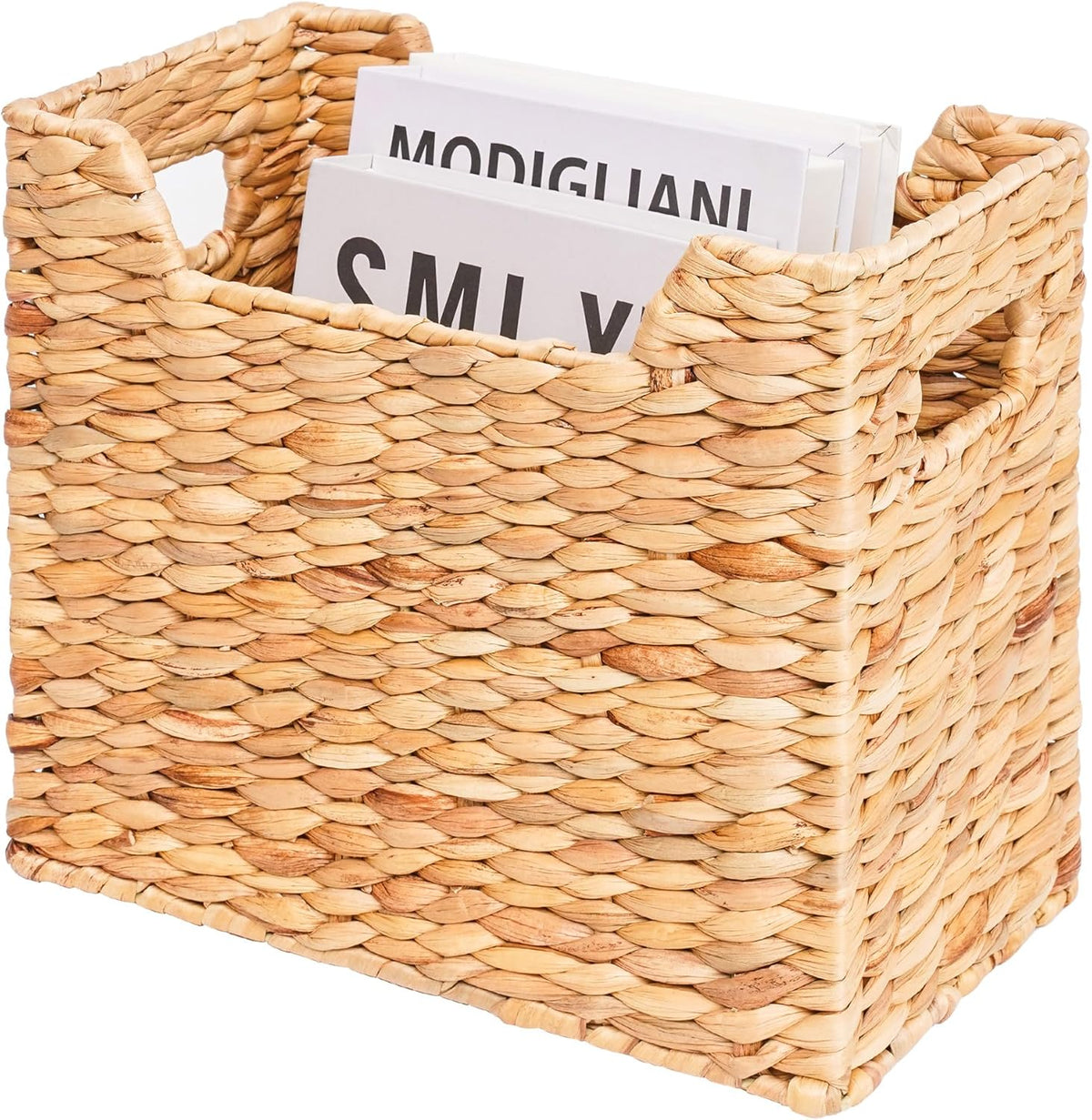 Magazines Holders, Handwoven Magazine Basket for Bathroom, Water Hyacinth Wicker Magazine Rack for