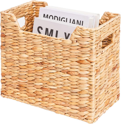 Magazines Holders, Handwoven Magazine Basket for Bathroom, Water Hyacinth Wicker Magazine Rack for