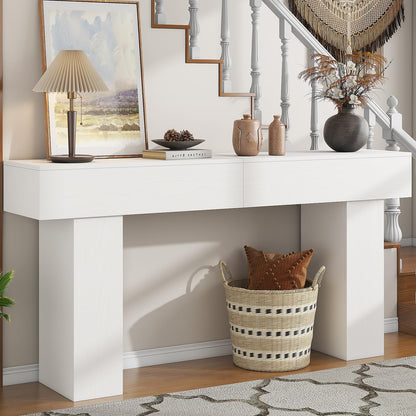 63 Inch Long Console Table for Entryway, Farmhouse Wood Rectangular Sofa Table Behind Couch Table