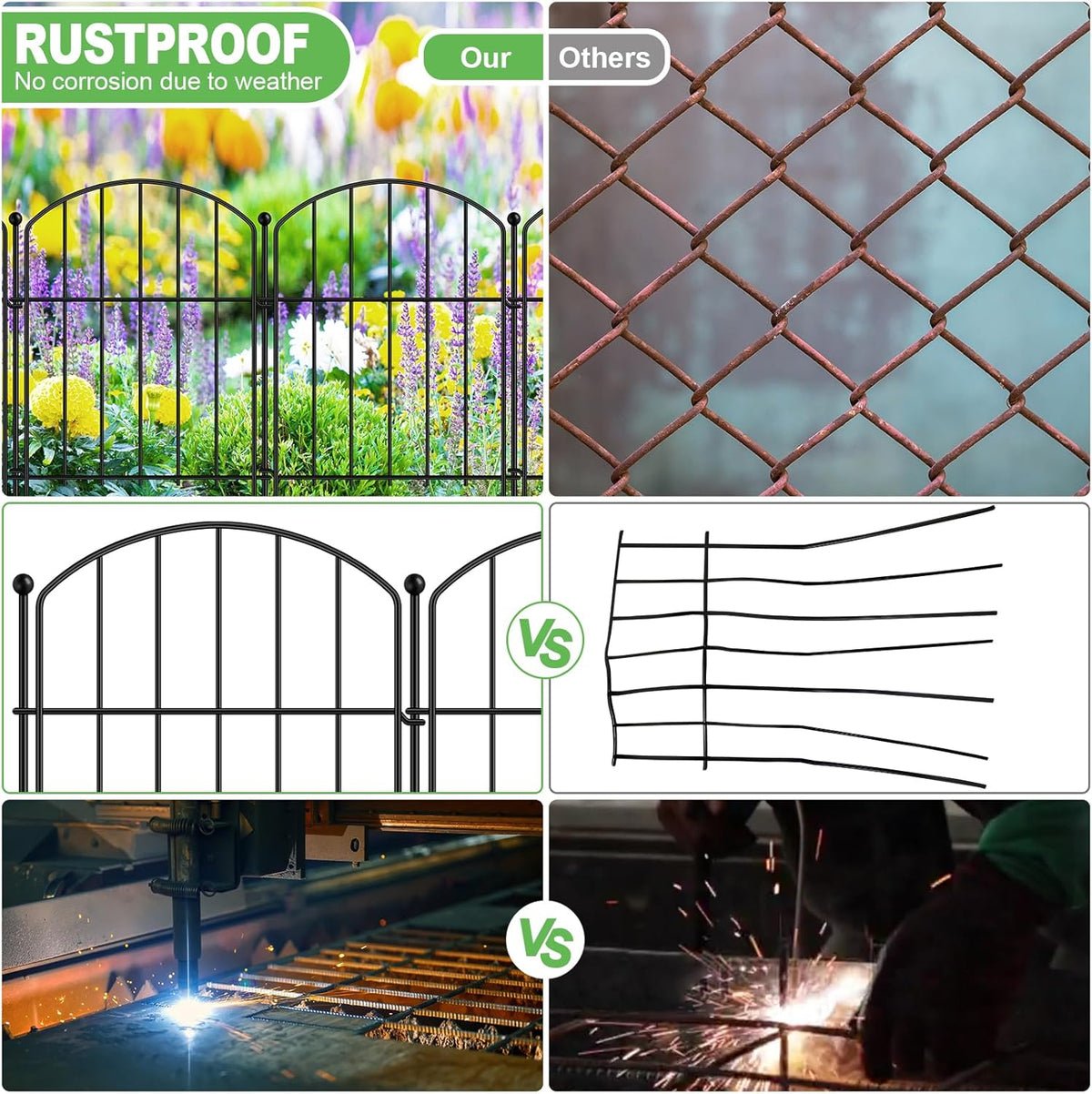 Decoration Garden Fence 17in x 20ft, 20 Pack Rustproof Metal Animal Barrier Fence, Arched Flower