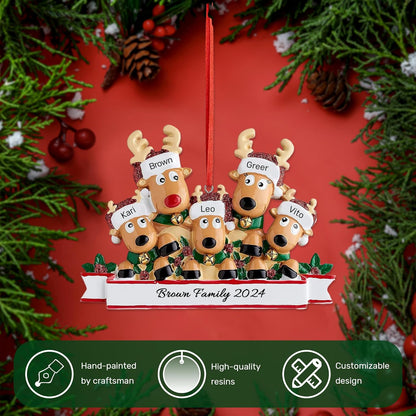 Personalized Christmas Ornaments 2025, Custom Reindeer Family Ornaments for Trees with Names