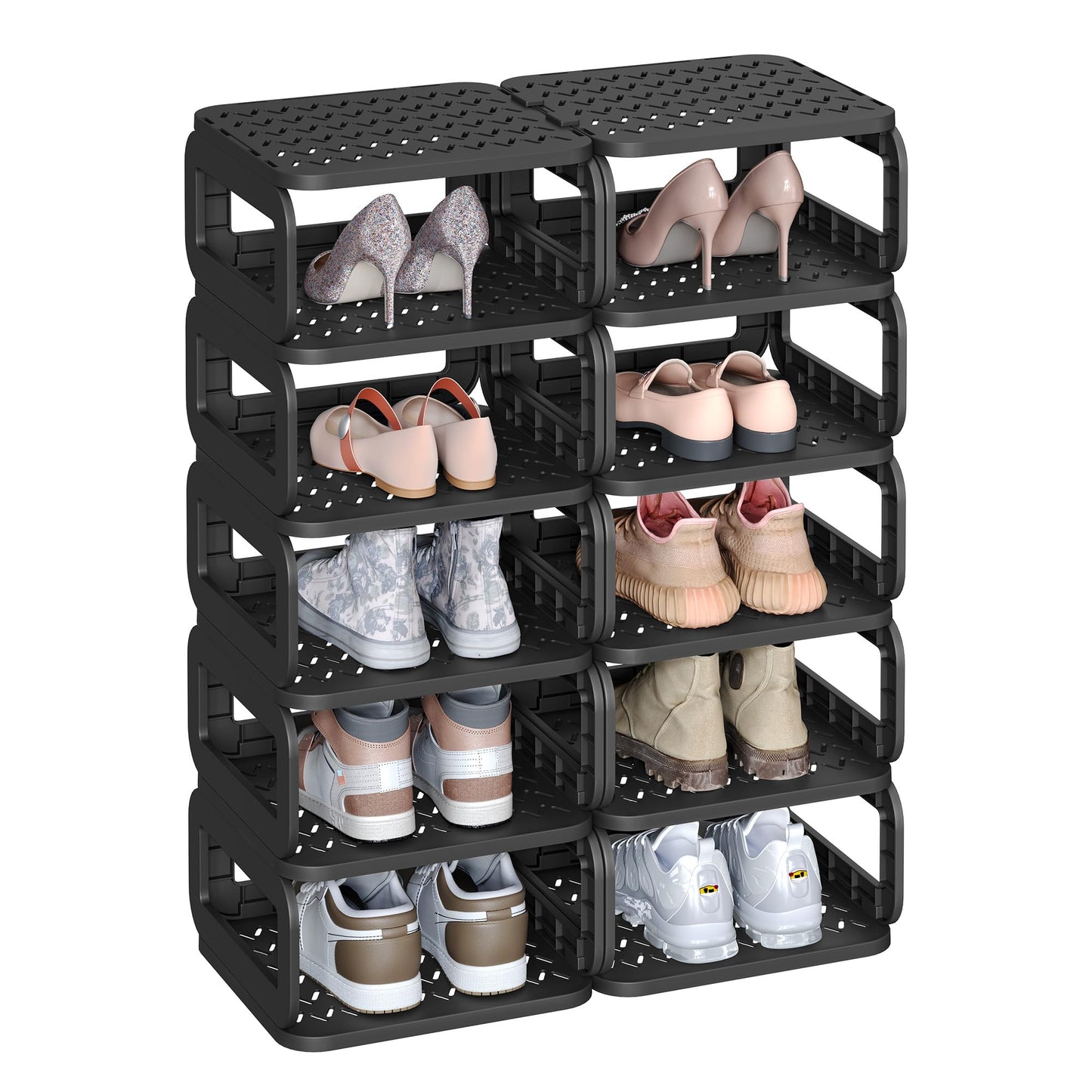 SONGMICS Shoe Rack, Shoe Organizer, 12 Shelves, Shoe Storage, Narrow Shoe Shelf, Open Shelf for