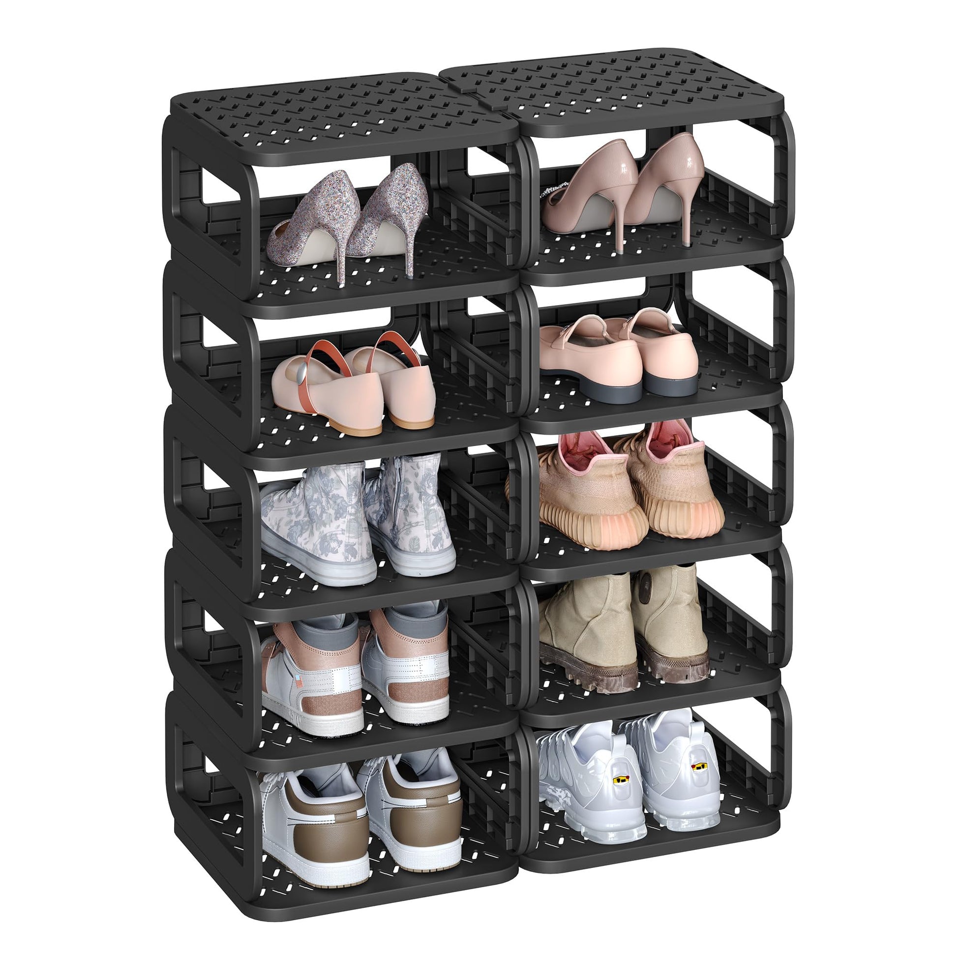 SONGMICS Shoe Rack, Shoe Organizer, 12 Shelves, Shoe Storage, Narrow Shoe Shelf, Open Shelf for