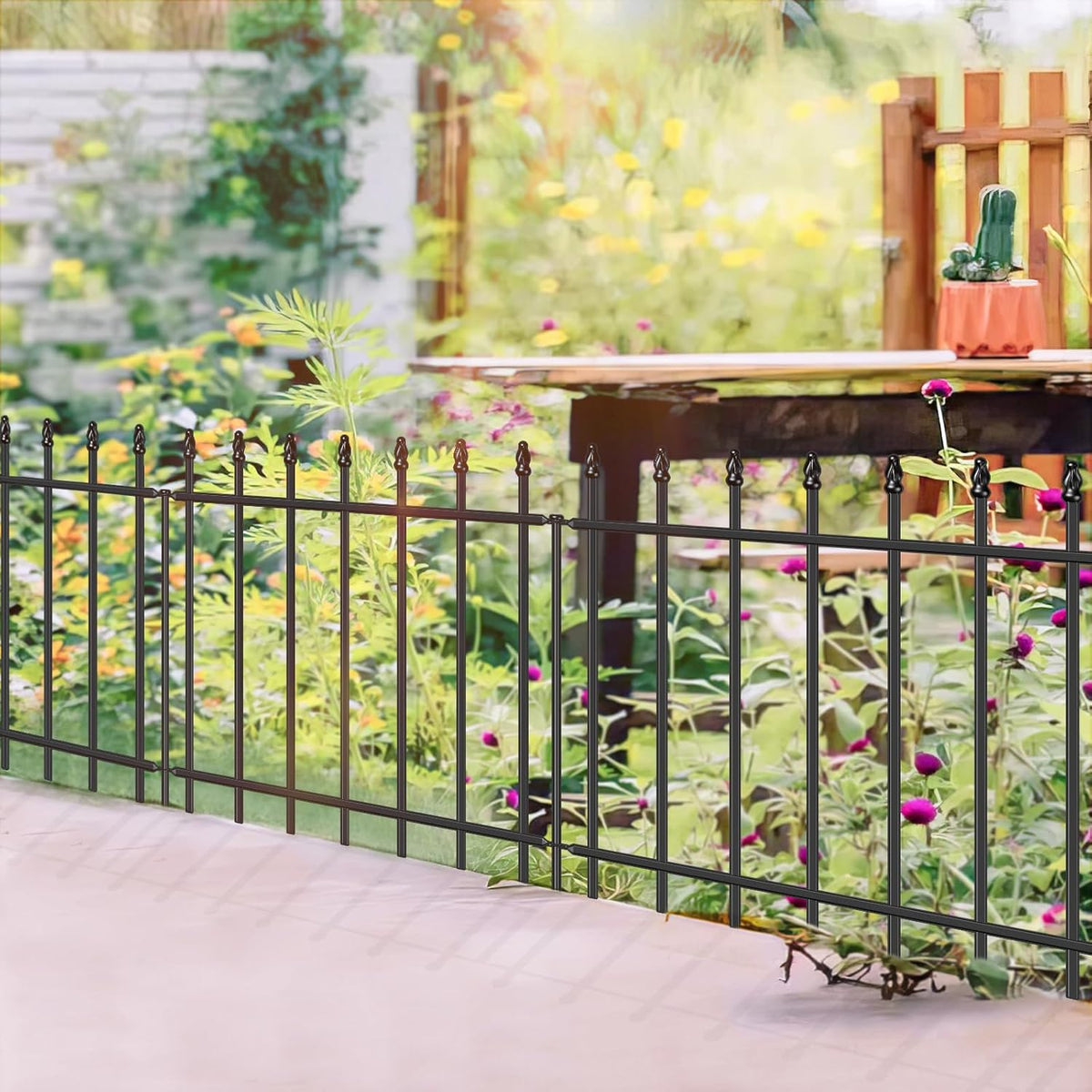 Decorative Metal Garden Fence 24 in H x 16 ft L,8 Panels + 9 Stakes Border Fence Panels Animal