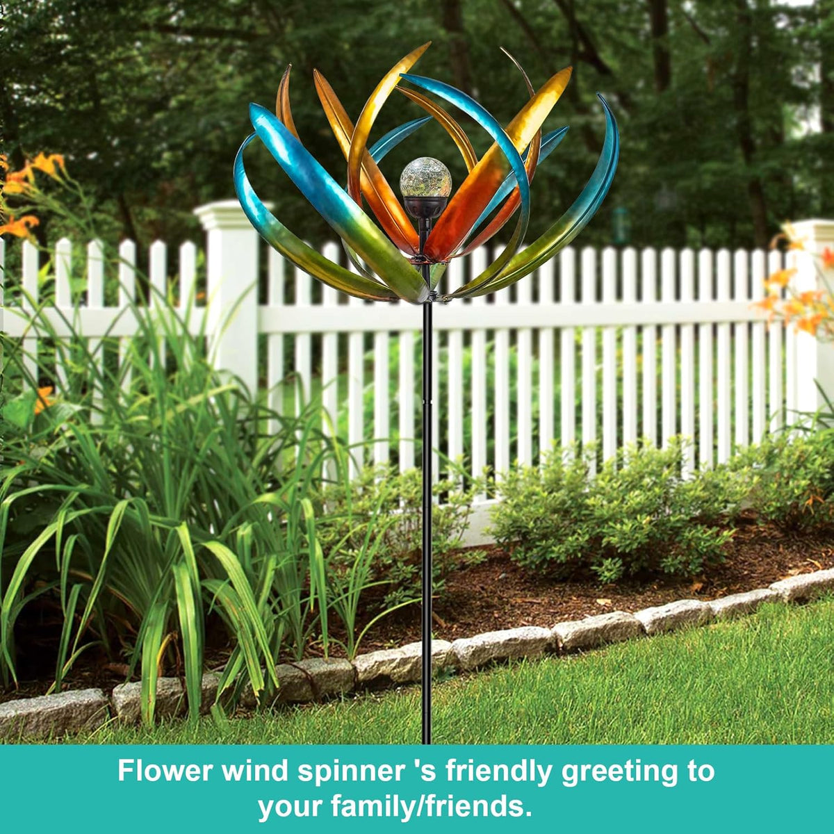Large Solar Wind Spinners for Yard and Garden-82.6 Inch 360° Metal Wind Sculptures Outdoor