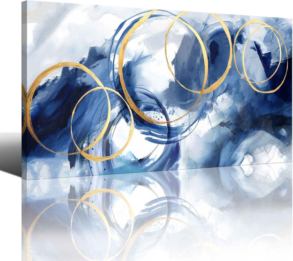 AJAZIKO Blue Abstract Wall Art Modern Art Wall Decor Artwork For Walls Living Room Large Painting