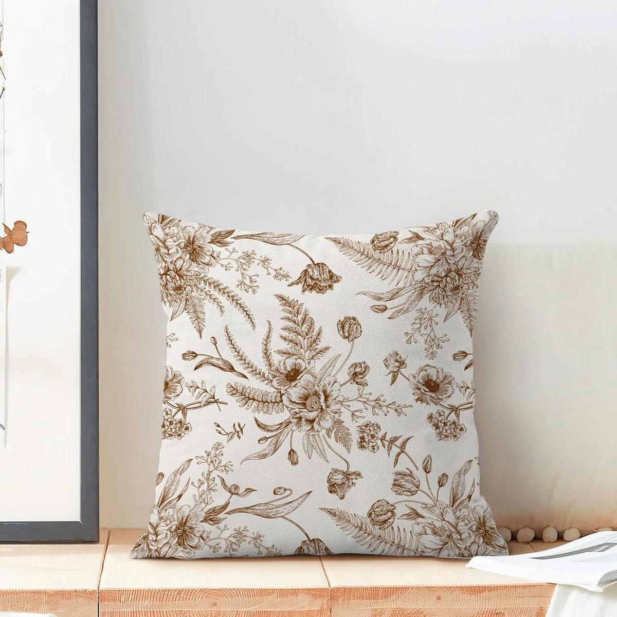 CXMEIFLY Spring Floral Leaves Pillow Covers 16 x 16 Inch Set of 2 for Chinoiserie Flowers Decor