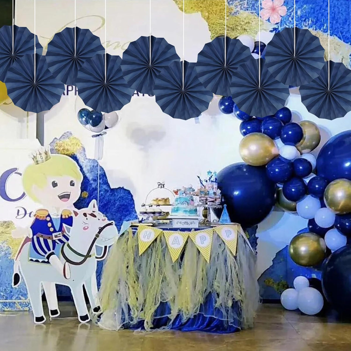 Blue Party Decorations,Blueberry Party Decorations Decorations Party Paper Fans Bulk 8in,Graduation