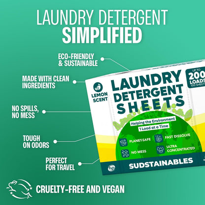 Sudstainables Laundry Detergent Sheets (60 Loads) – Eco-Friendly, Zero Waste, Plastic-Free Laundry