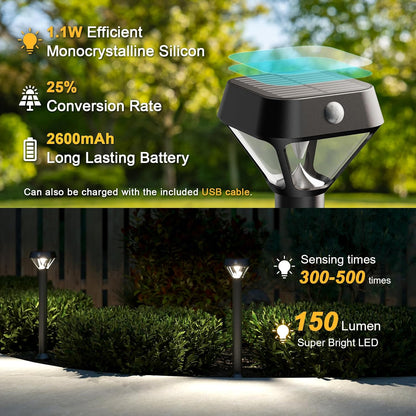 XMCOSY+ Smart Solar Lights Outdoor with Motion Sensor, 150LM APP Control RGBCW Color Changing