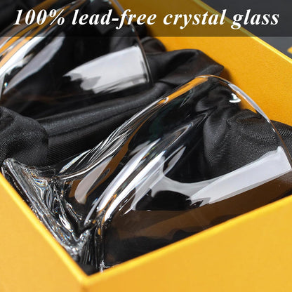 Crystal Whiskey Glasses Set of 2 (11 Oz), Old Fashioned Glass Packaged in Sturdy Gift Box, Unique