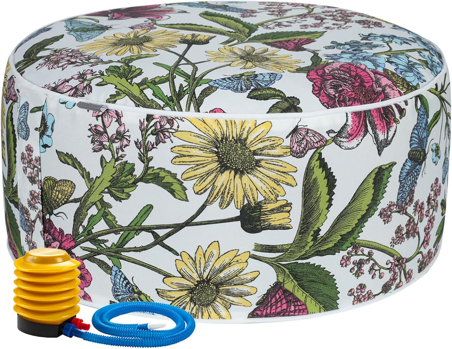 FUNHOME Inflatable Outdoor Ottoman with Air Pump,20"x9" Portable Patio Pouf,Water