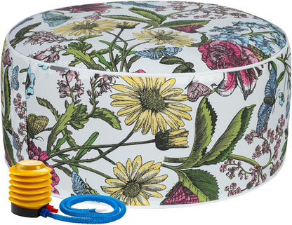 FUNHOME Inflatable Outdoor Ottoman with Air Pump,20"x9" Portable Patio Pouf,Water