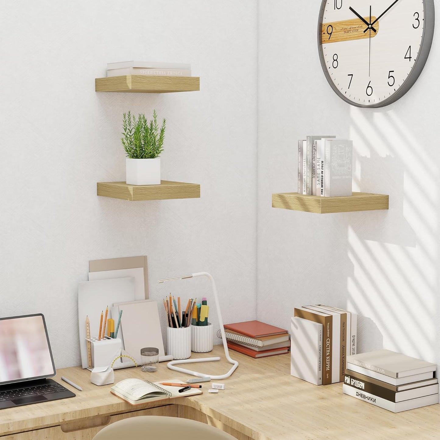 Fun Memories Floating Shelves for Wall - 10" x 10" Wood Shelf with Invisible Bracket - Deep