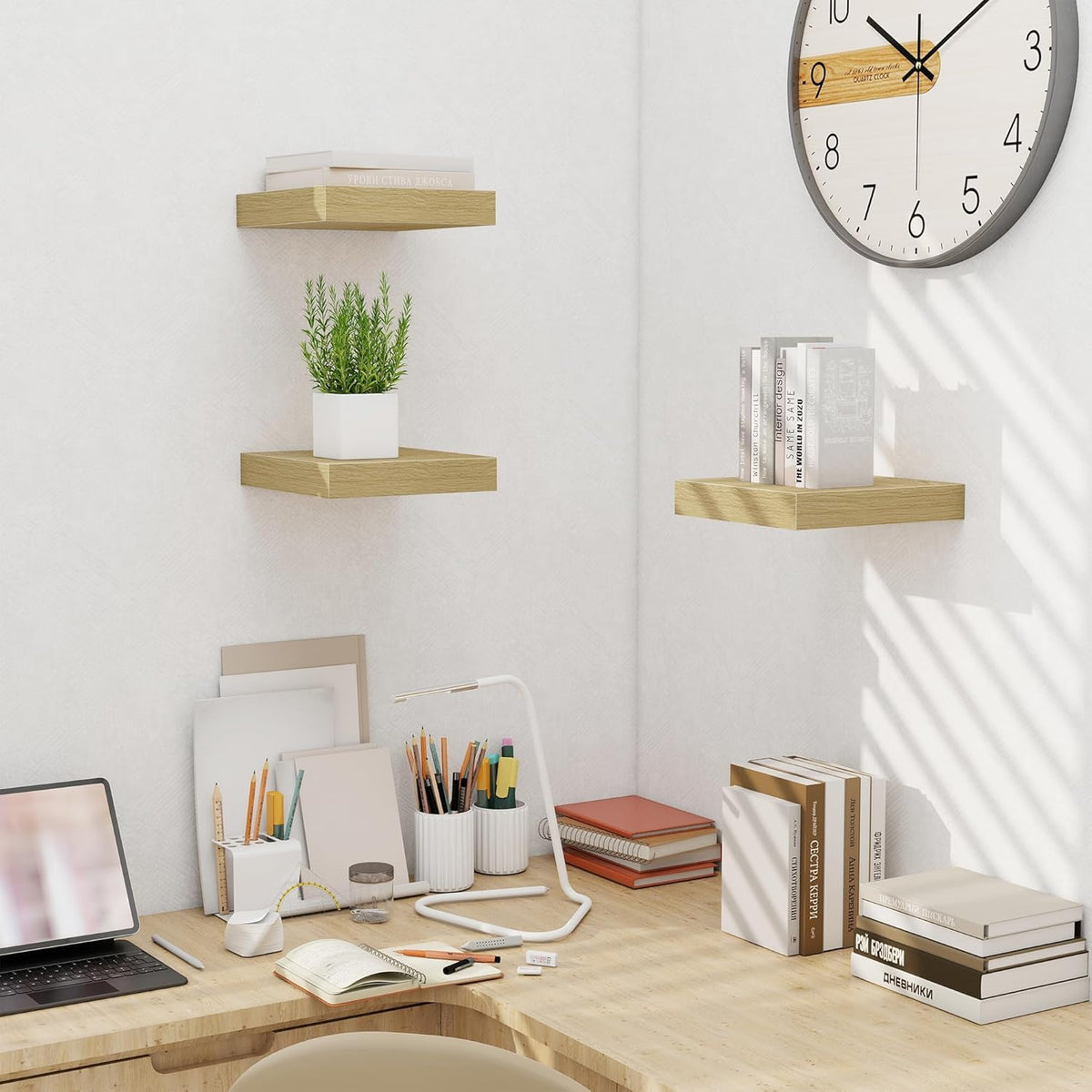 Fun Memories Floating Shelves for Wall - 10" x 10" Wood Shelf with Invisible Bracket - Deep