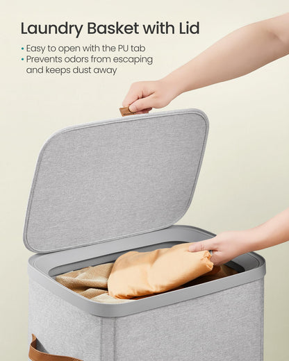 SONGMICS Laundry Basket, 26.4 Gal. Laundry Hamper, Easy Assembly, with Lid and Handles, Removable