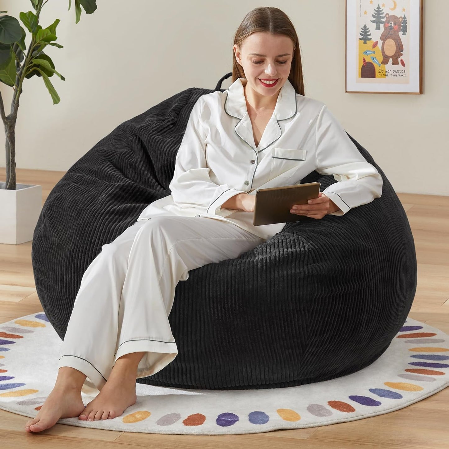 Hobestluk 3.5FT Bean Bag Chair Adult Bean Bag Chair Large Bean Bag Chair with Filler Included