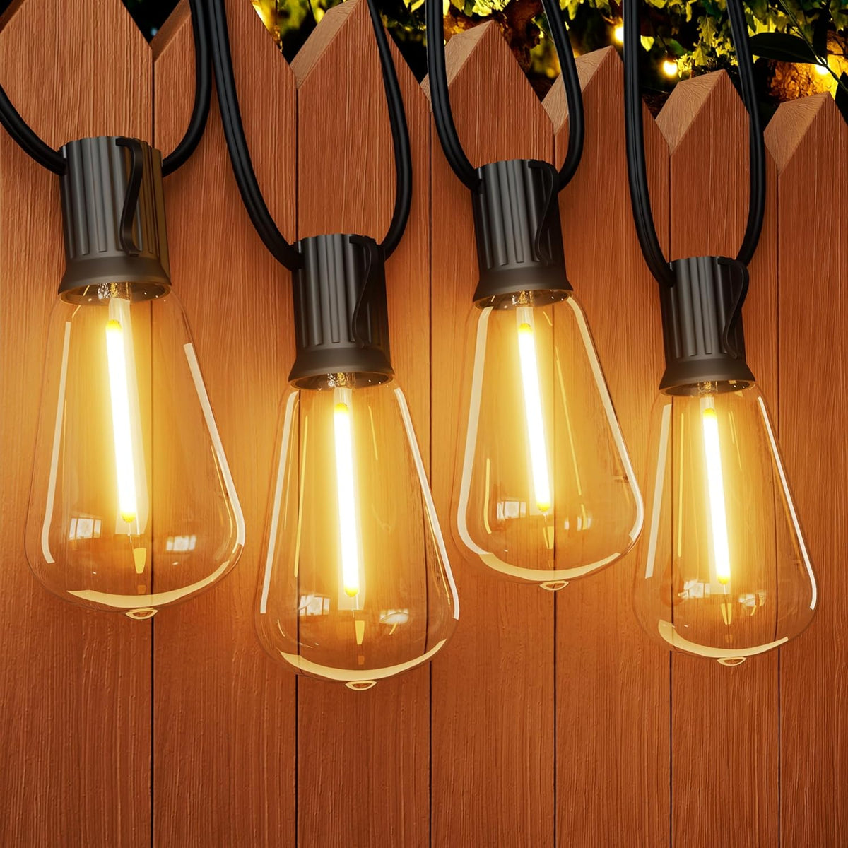 OHLUX 120FT Outdoor String Lights, 62 ST38 Edison LED Bulbs, E12 Base, 2200K Cafe Warm Color