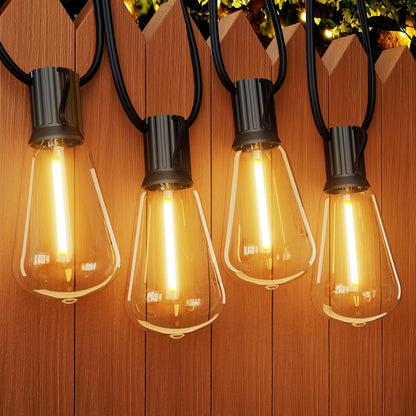 OHLUX 120FT Outdoor String Lights, 62 ST38 Edison LED Bulbs, E12 Base, 2200K Cafe Warm Color