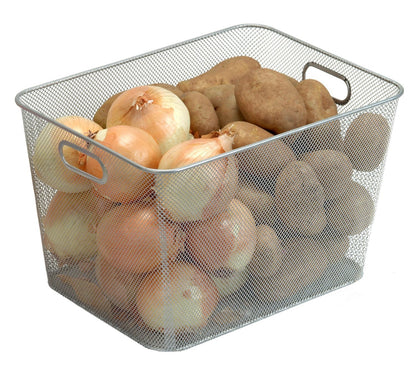 YBM Home Mesh Wire Storage Basket for Shelves, Pantry Organization, and Kitchen - Multipurpose
